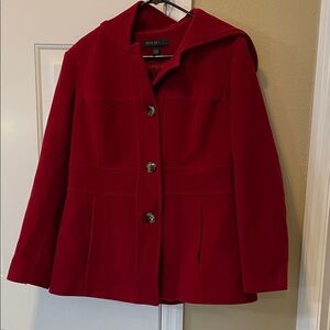 Petite Jason Kole Elegant Red Pea Coat
